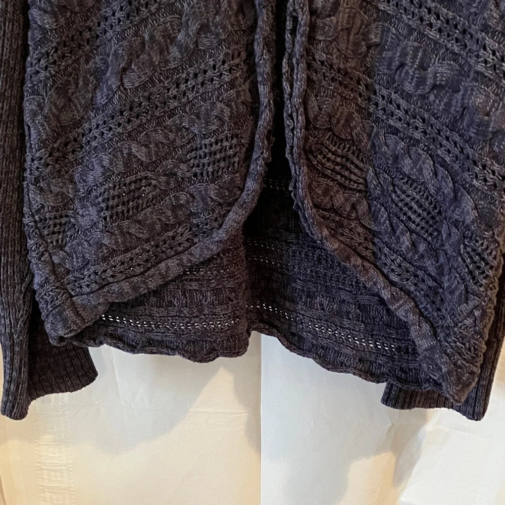 Sonoma Women’s Cable Knit Hooded 1 button Blue/Grey XL Longsleeve Cardigan